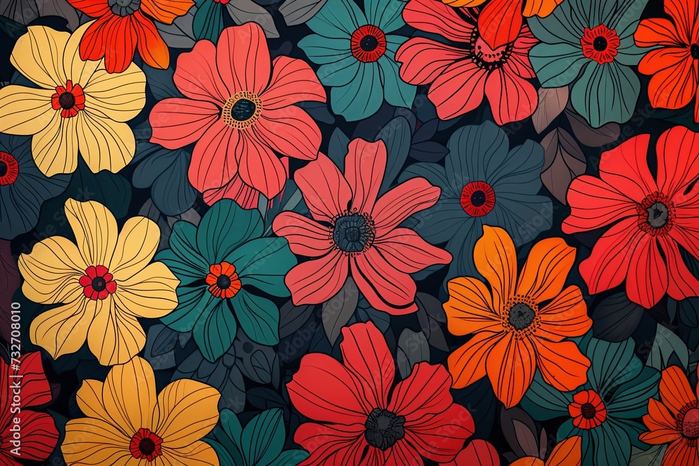 Pattern with bright flowers. Pattern with bright flowers.