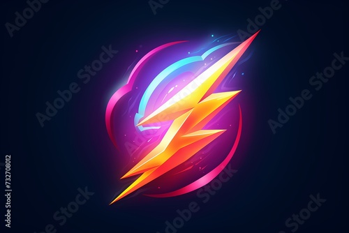 A vibrant and energetic lightning bolt symbol logo illustration, symbolizing power and energy, set against a bold and electrifying solid background