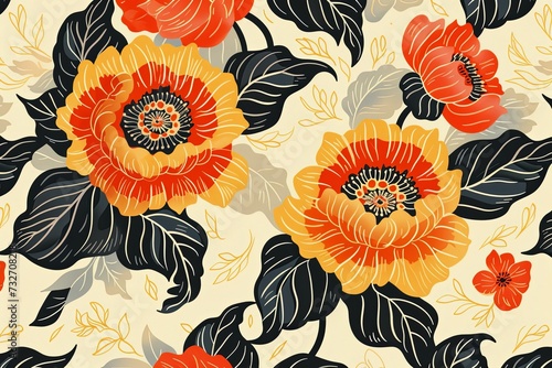 Pattern with bright flowers.