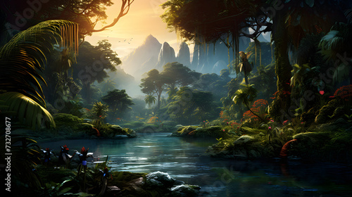 Illustration of colorful Amazing jungle photo