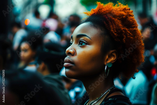 Black lives matter, afroamerican woman in a protest