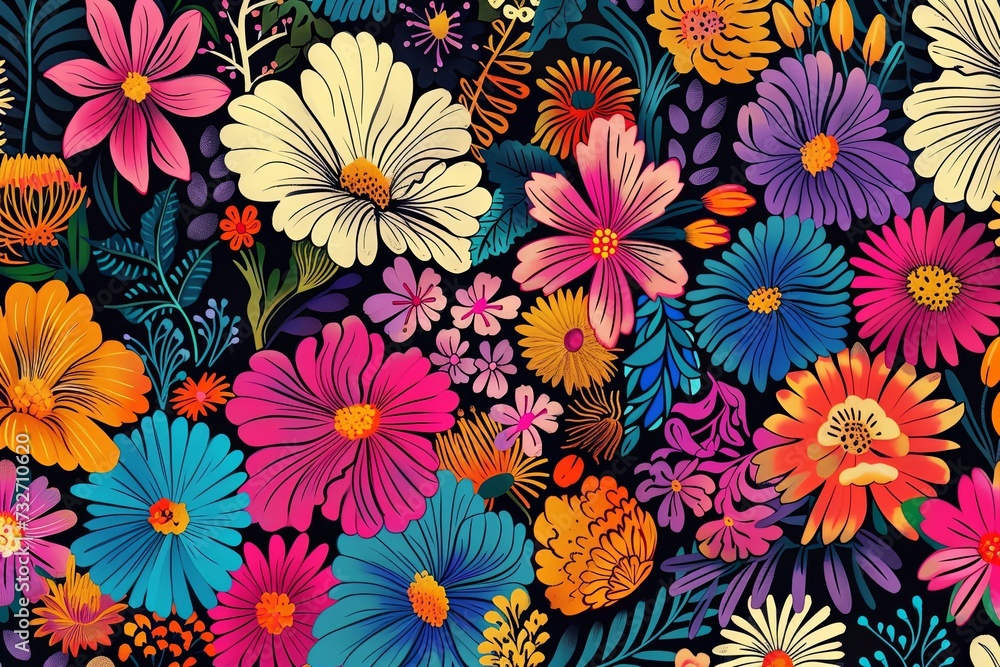 Pattern with bright flowers. Pattern with bright flowers.