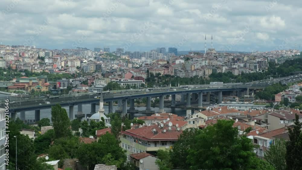panorama of Istanbul from above, bridge and rooftops panorama of Istanbul from above, bridge and rooftops
