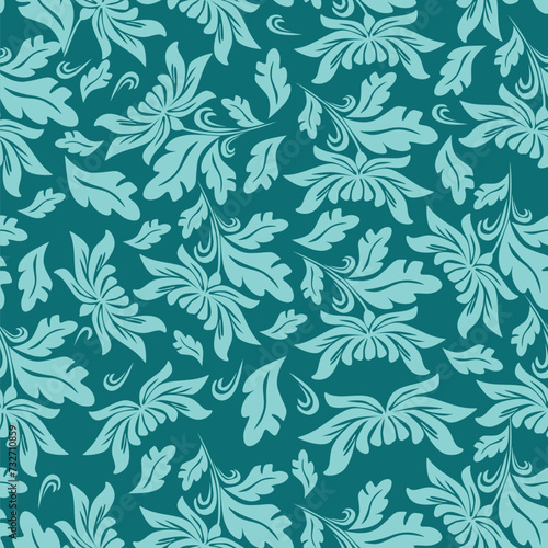 allover flowers and leaves colorful blue colored pattern with elegant background amazing flowers pattern to be used in textile designing