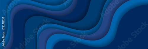 Dark blue paper waving abstract banner design. Elegant wavy vector background  vector