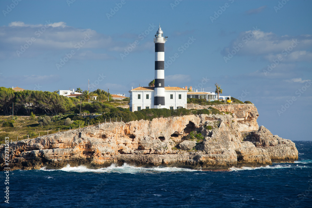 Spanien, Mallorca, Ostküste, Leuchtturm von Portocolom, Punta de s'Homonet