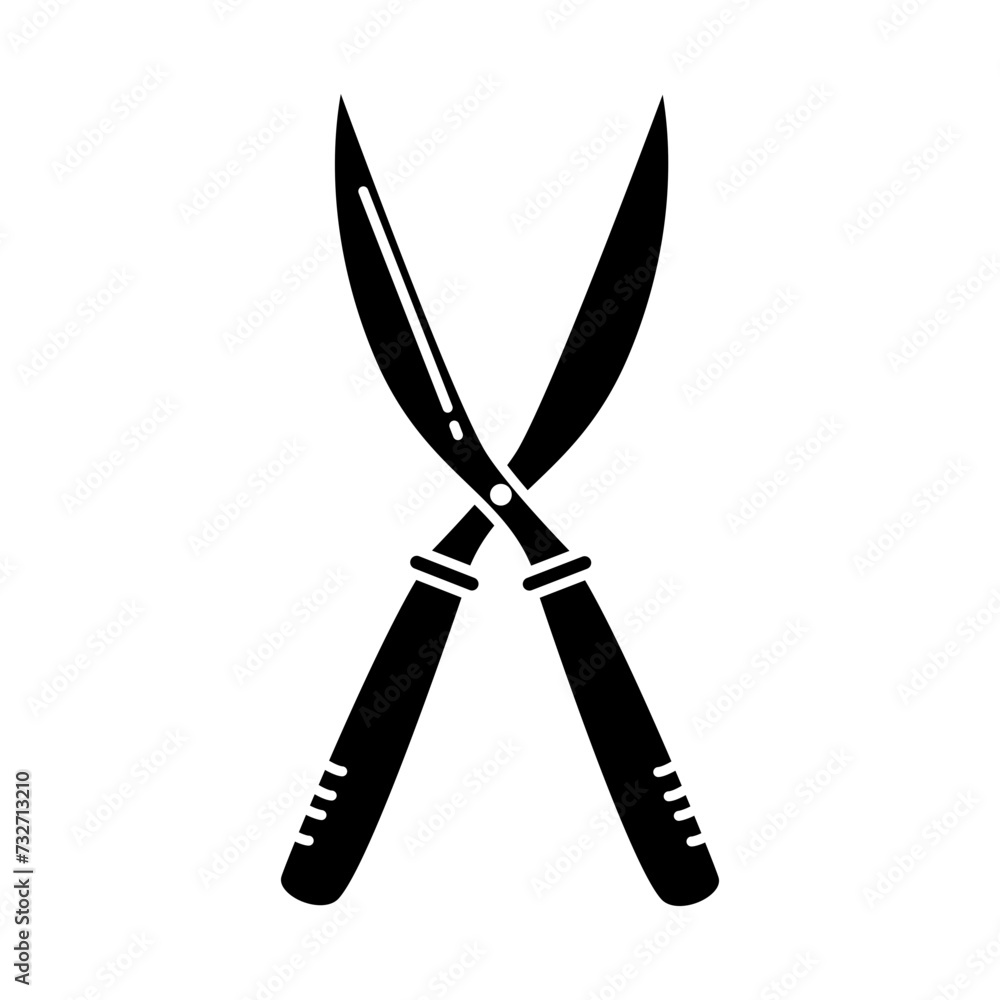 Garden scissors icon using a hand-drawn style Garden scissors icon using a hand-drawn style