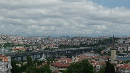 view of the bridge and houses of Istanbul from above photo