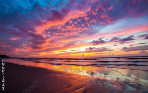  Beautiful sunset on the beach © Yulia