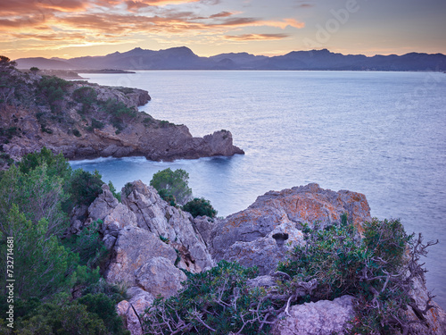 Abendstimmung bei S'Illot, Bucht von Pollenca, Mallorca, Balearen, Spanien photo