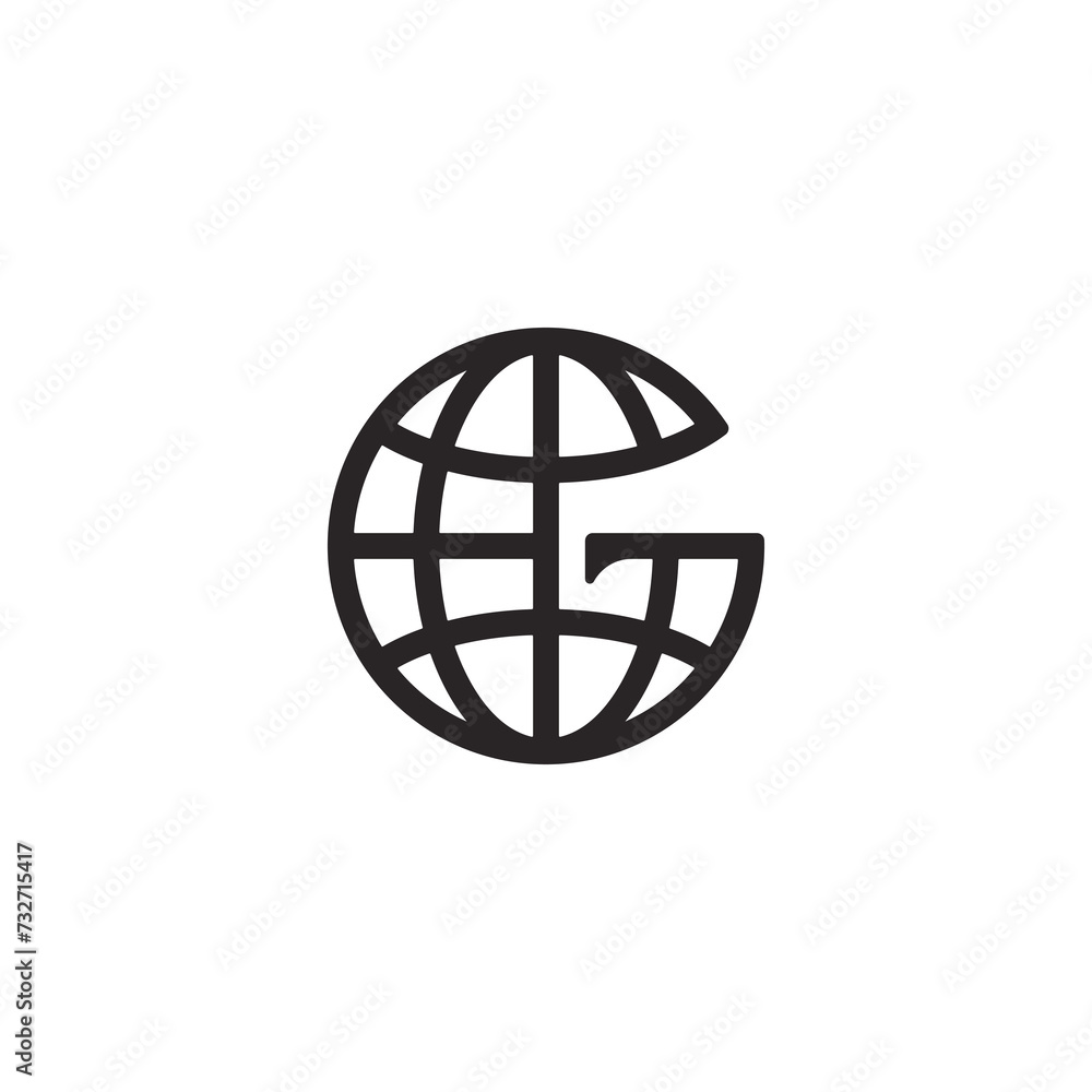 Letter G initial with globe shape logo design Letter G initial with globe shape logo design