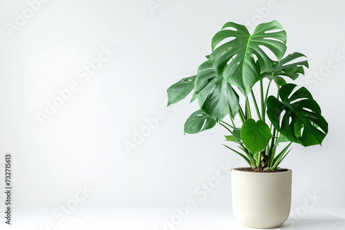 monstera plant in a pot on white background