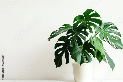 monstera in a pot on white background