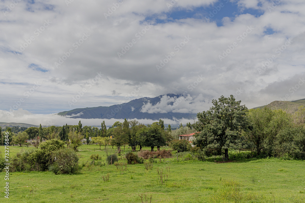 Mountain seen between the clouds in Tafí del Valle in Tucumán Argentina.