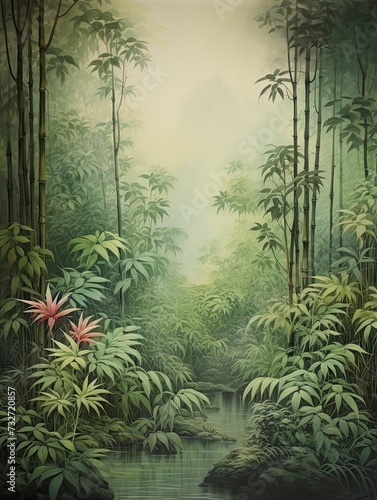 Bamboo Serenity  Vintage Scenic Prints of Enchanting Forests