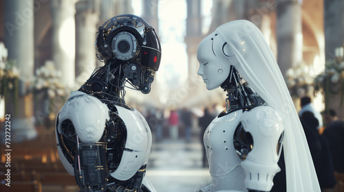 Sentient Robots with fully autonomous and conscious AI decide to get married