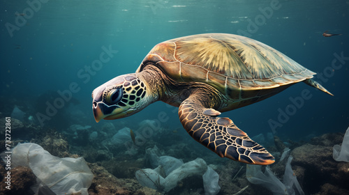 Marine Pollution, Garbage in the Sea and the Elderly Turtle.