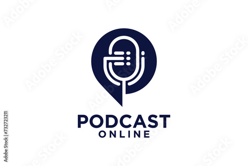 Podcast online logo design creative unique concept