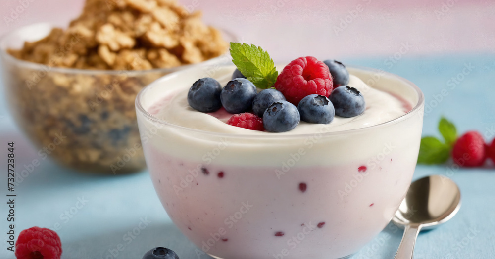A refreshing swirl of frozen yogurt topped with fresh berries, perfect for a summer treat. A refreshing swirl of frozen yogurt topped with fresh berries, perfect for a summer treat.