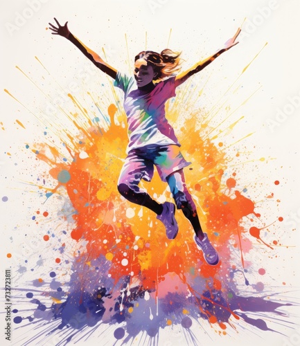 color splash illustration of a girl
