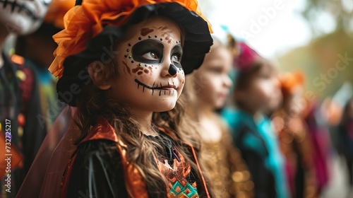 Children in Colorful Costumes Celebrating Outdoor Event © Arslan
