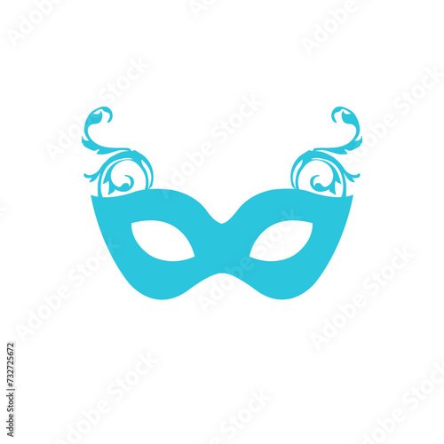 Face Masquerade carnival mask. Brom blue icon set.