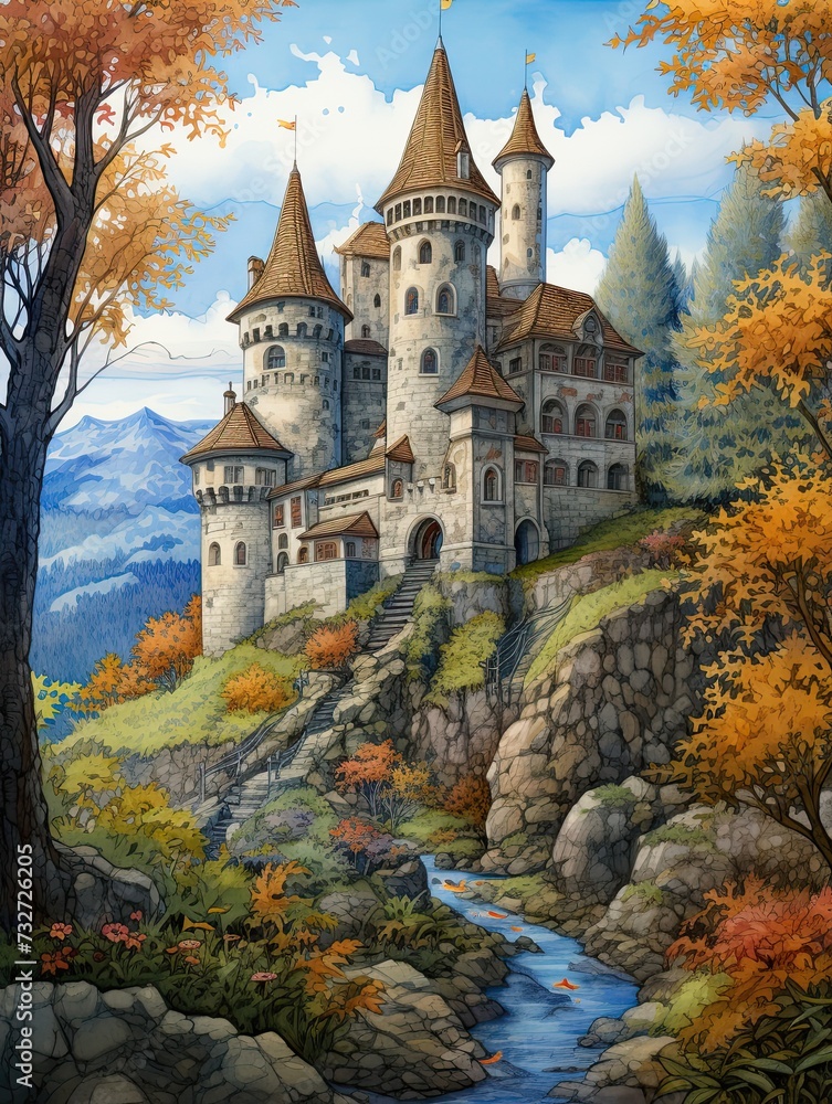 Fairytale Castle: Majestic Turrets and Medieval Artistry