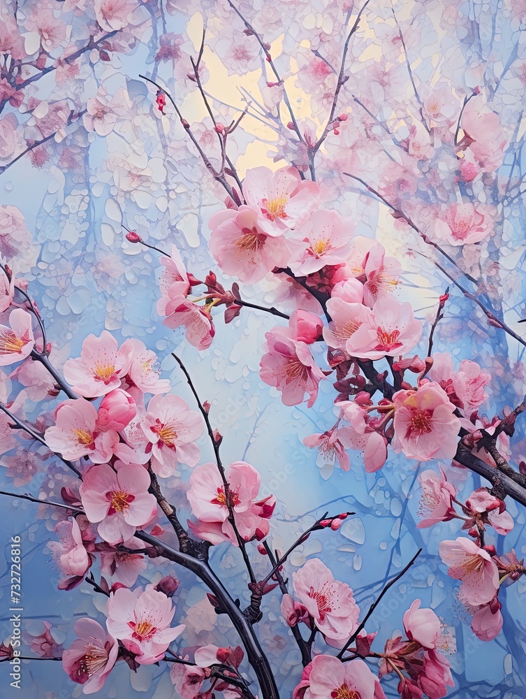 Cherry Blossom Petals at Dawn | Scenic Prints: Botanical Wall Art - Unique Digital Image.