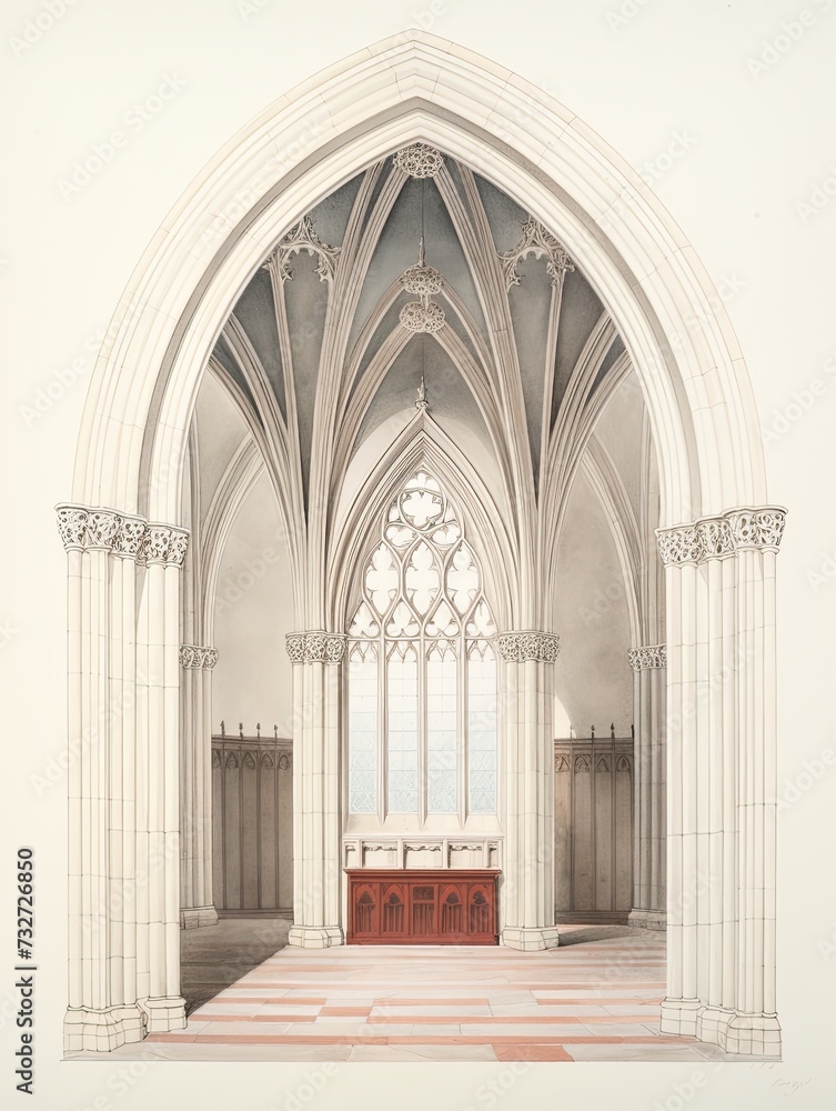 Church Architecture Prints: Gothic Cathedral Interiors for Vintage Decor Delights