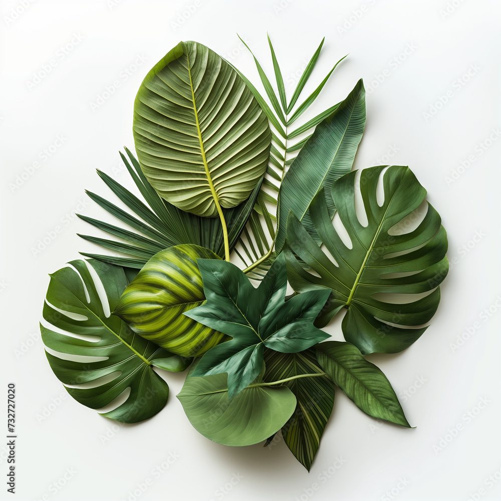 Fototapeta premium green leaves isolated on white background