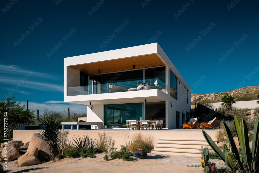 Fototapeta premium Modern villa in California. Architecture design with flat roof