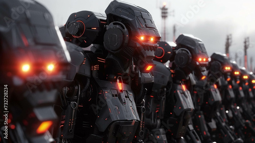 A unique envision of a cyber-secured fortress defended by highly advanced robots, created by a 3D animator with vivid and extraordinary details2