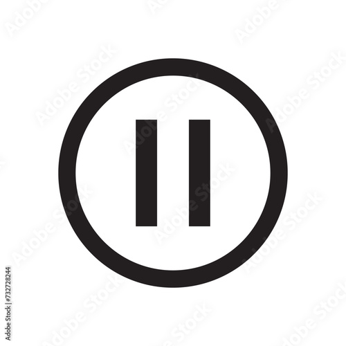 Pause button symbol. Stop icon. Pause button icon, vector isolated on white background. 