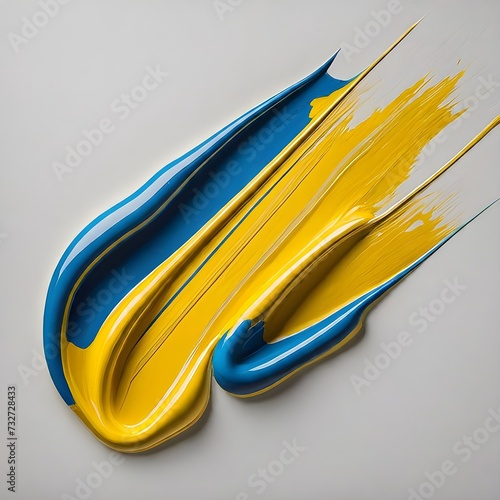 Vibrant Yellow and Blue Oil Paint Strokes on a White Background