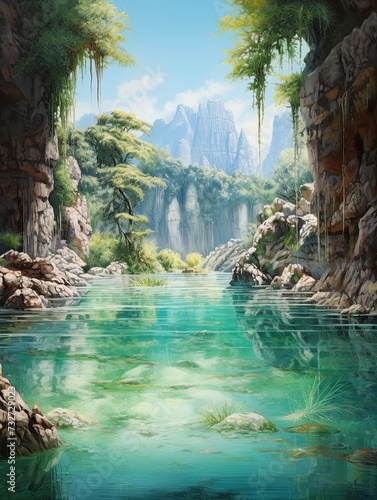 Hidden Waters  Crystal Lagoon Landscape - Nature Wall Art