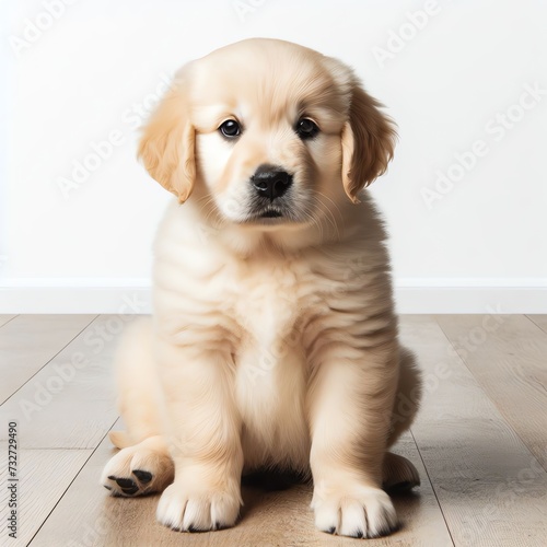 Golden Retriever Puppy Sitting on Floor