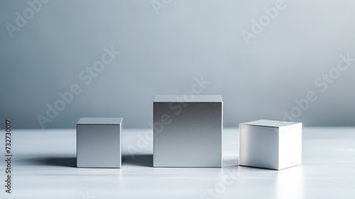 Concrete cubes arranged on a gray background