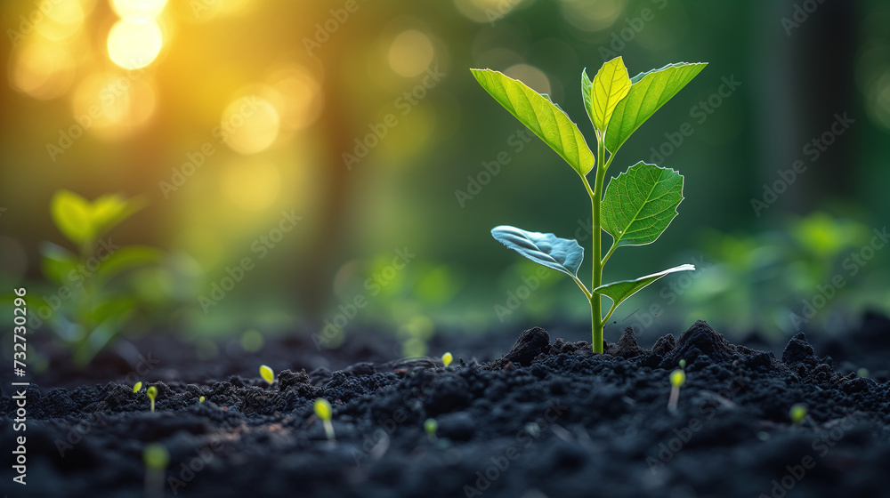 Growth of a small plant, concept of ecology and oxygen. Growth of a small plant, concept of ecology and oxygen.