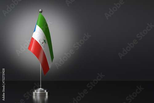 Small National Flag of the Republic of Equatorial Guinea on a Black Background. 3d Rendering