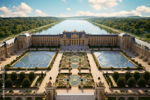 Building place of versatile, View of capitol or city hall is the municipal administration palace of Versailles AI Generated 