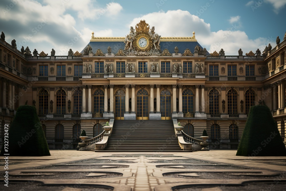 Building place of versatile, View of capitol or city hall is the municipal administration palace of Versailles AI Generated Building place of versatile, View of capitol or city hall is the municipal administration palace of Versailles AI Generated