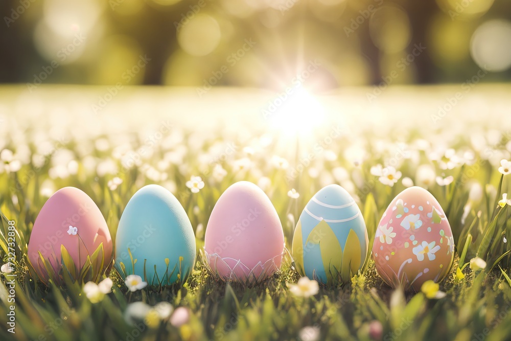 Easter eggs on pastel background. Easter eggs on pastel background.