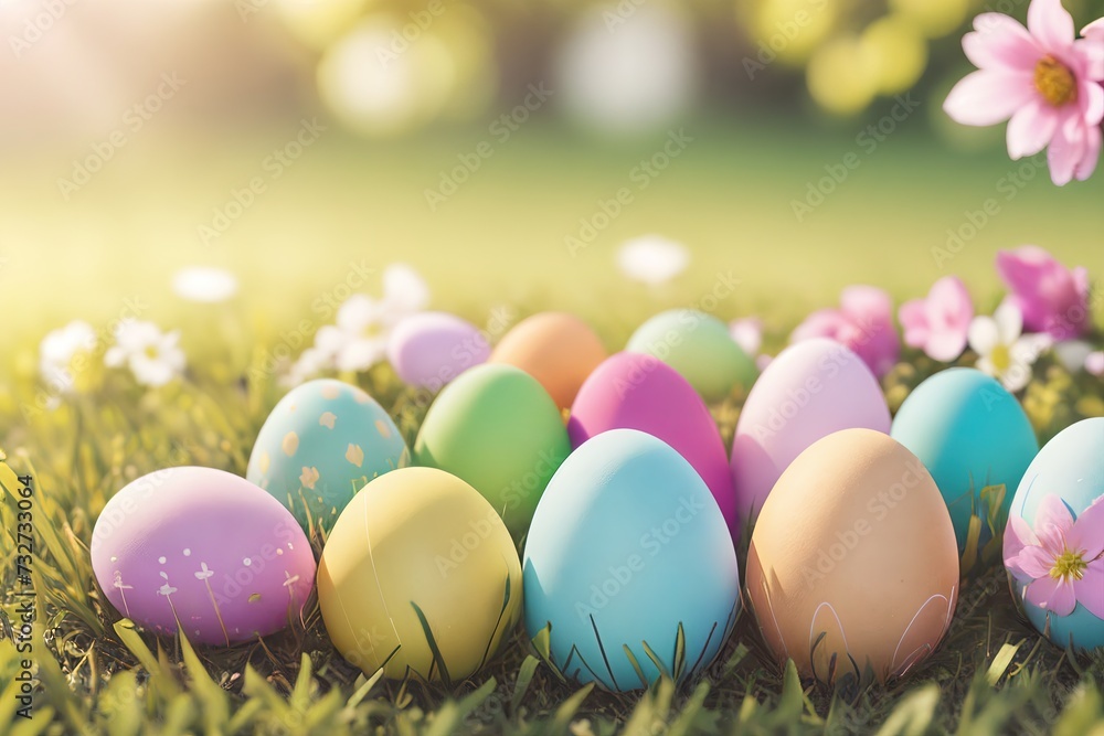 Easter eggs on pastel background. Easter eggs on pastel background.