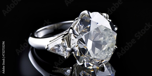 Amazing Ring With Diamantes On A Black Background