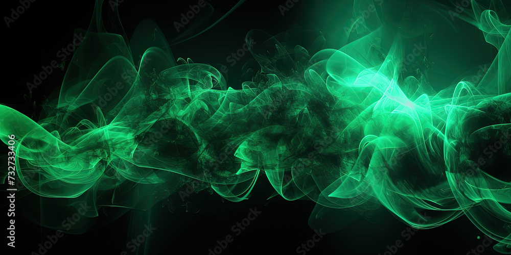 Vivid Green Smoke Fog on Black Canvas Vivid Green Smoke Fog on Black Canvas