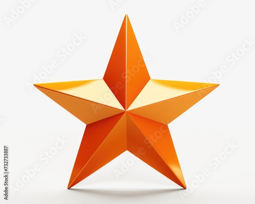 Three-Dimensional Orange Star Illustration on White Background - 3D Rendering