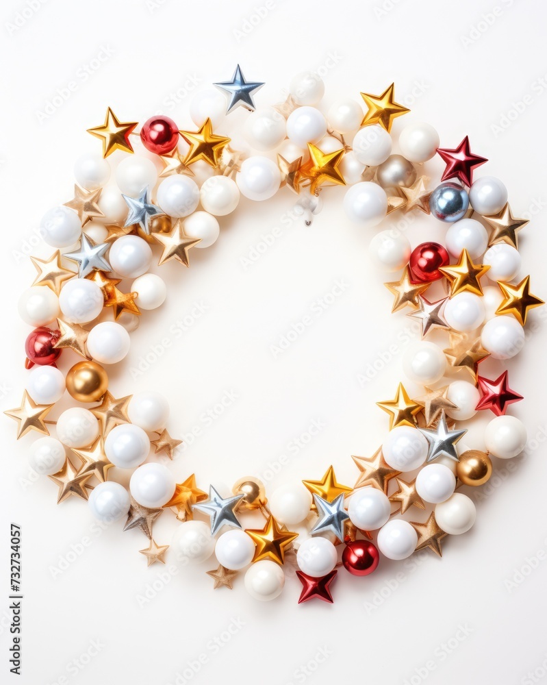 Star Wreath Christmas Frame on White Background with Twinkling Stars and Gradation Effect Star Wreath Christmas Frame on White Background with Twinkling Stars and Gradation Effect