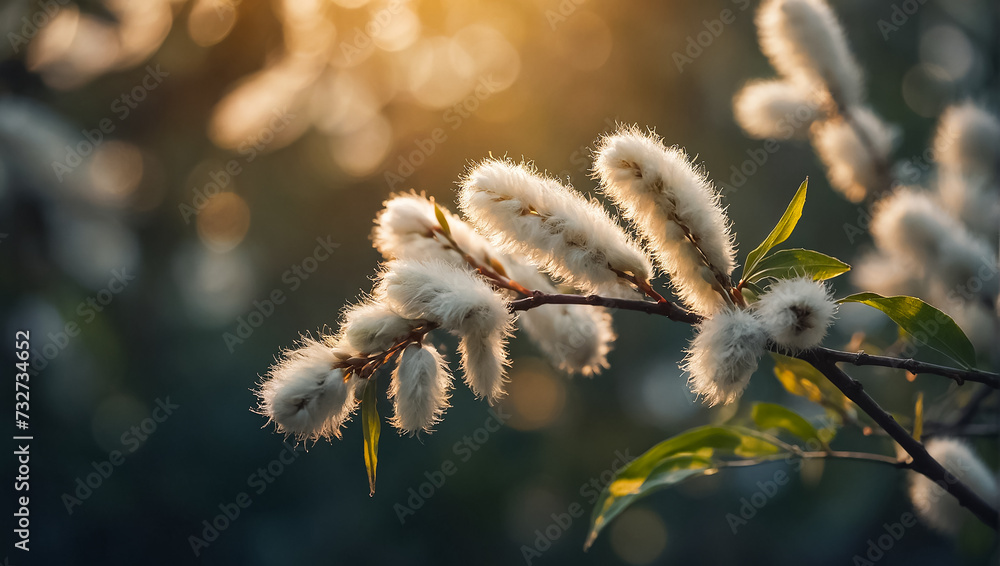 fluffy willow branch in nature elegant fluffy willow branch in nature elegant