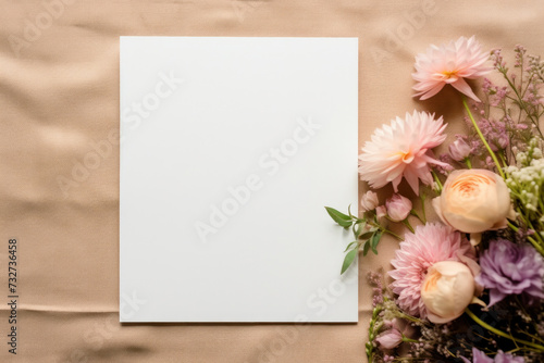 A white card with flower decoration for a romantic event.