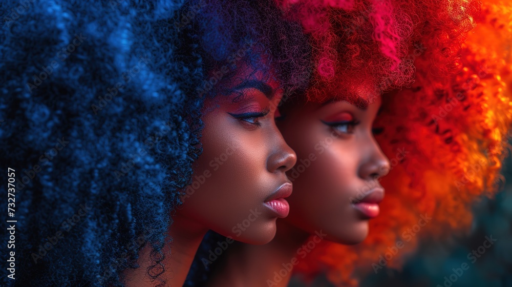 Portrait of several beautiful young black women on a bright background. Portrait of several beautiful young black women on a bright background.